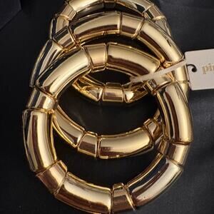 NWT Piper K 3 Stretch Thick Bracelets Gold Tone Size 6.75”